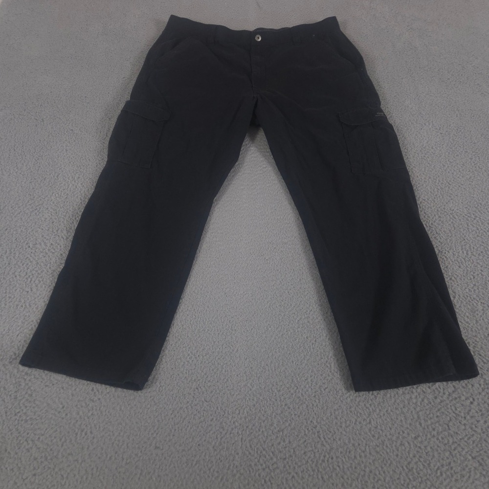 Wrangler Pants Men 40x30 Black Cargo Relaxed Fit Cotton Stretch Utility Workwear